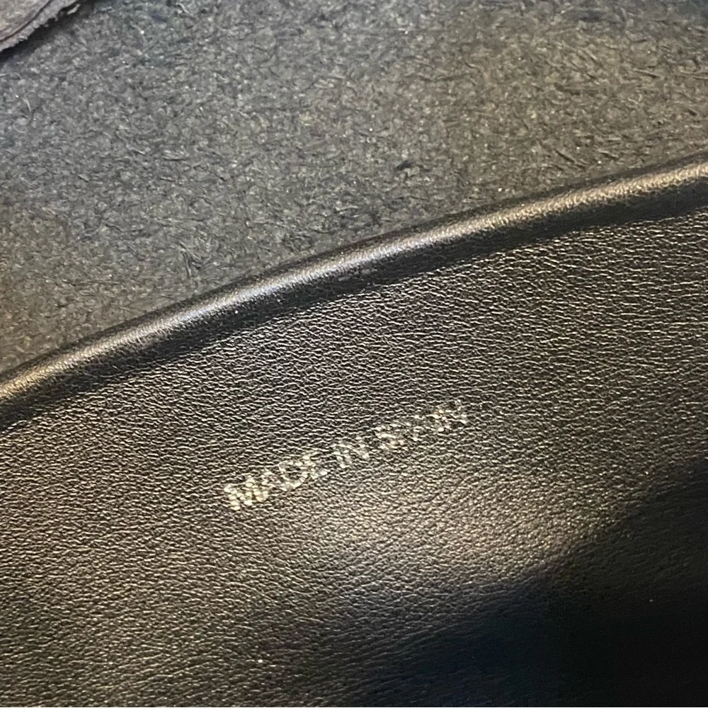 Madesmart Black Leather Zip Pouch Crossbody Bag, Made in Spain